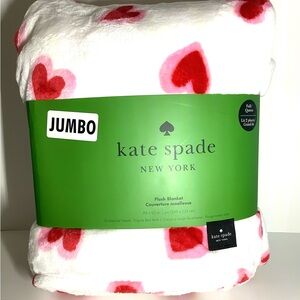 Kate Spade White Blanket with Red and Pink Hearts..BRAND NEW